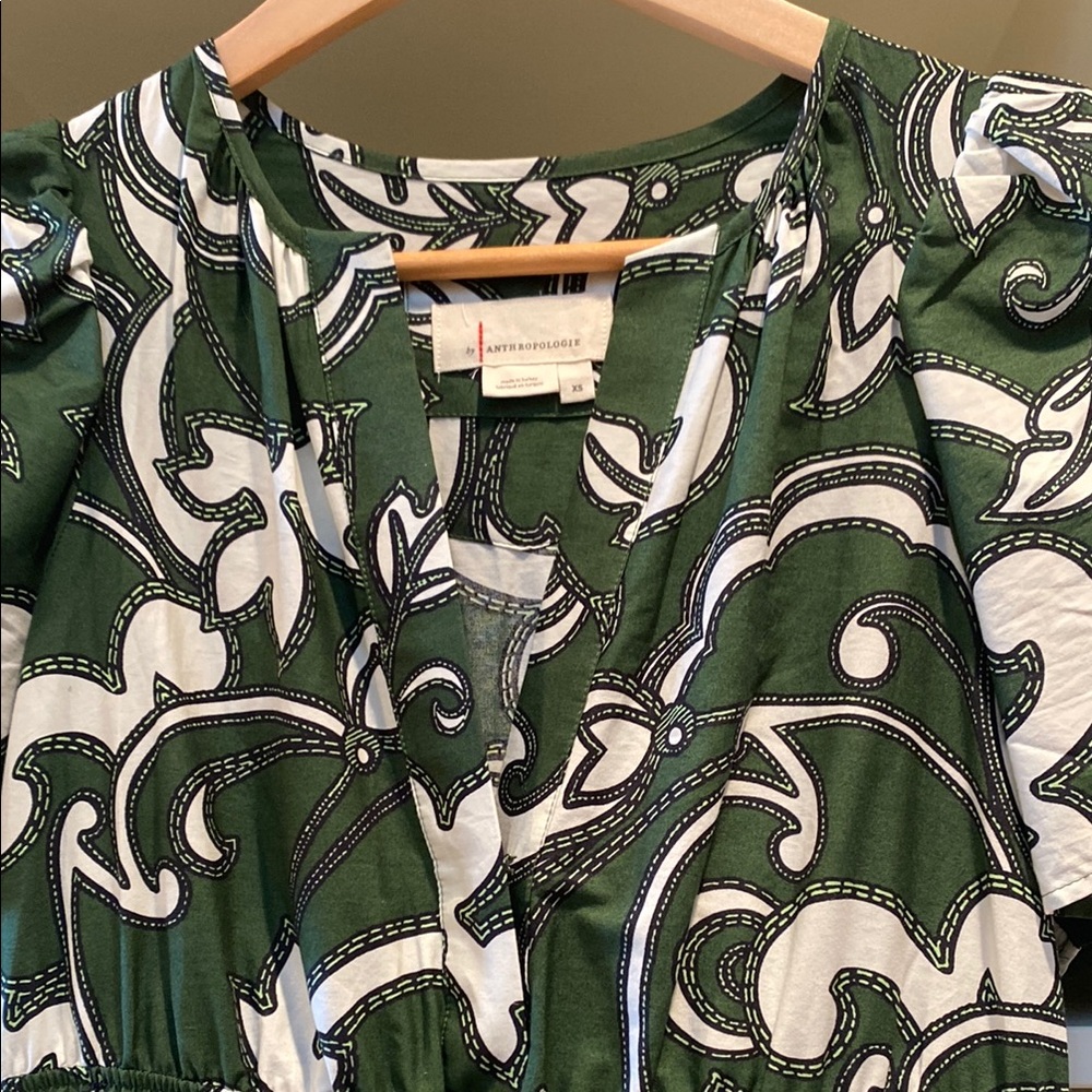 Anthropologie Green and White Maxi Sundress Casual Resort Wear!  New!! - Picture 3 of 8